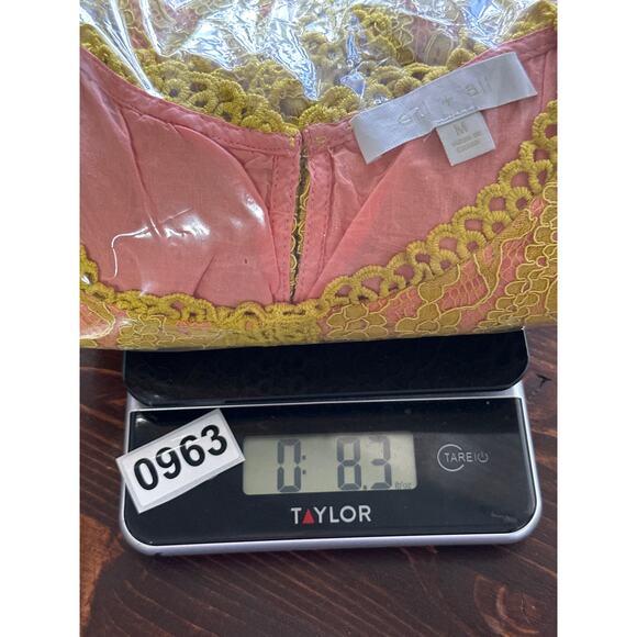 Anthropologie eri+ali Mustard Crochet Lace Top M Pink Coquette Girly Kidcore - Picture 10 of 10